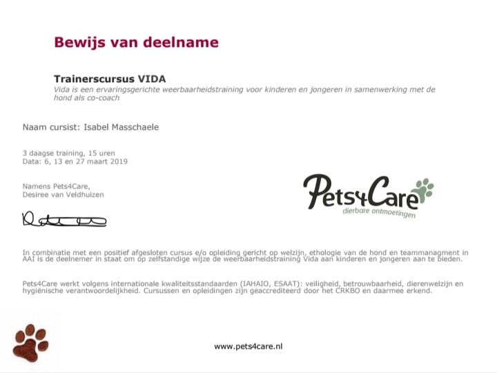 bewijs deelname vida